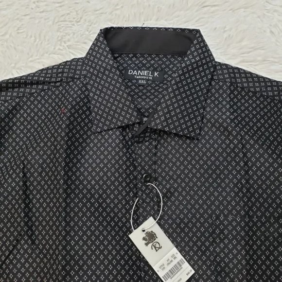 Daniel K Mens Tailored Fit Shirt Small Short Slv Button Black Pocket NEW - Picture 3 of 10